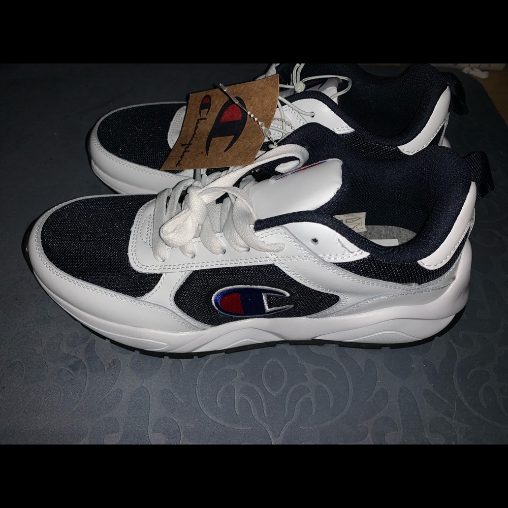 CHAMPION Men's 93 Eighteen Sneaker Shoes CP101543M , Size 10 White / Navy